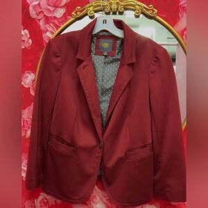 Burgundy Single-Button Blazer